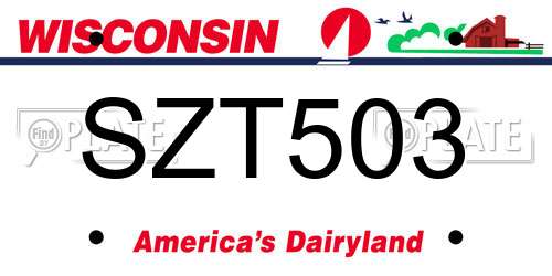 SZT503 Wisconsin License Plate