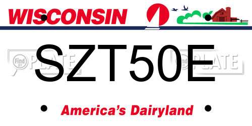 SZT50E Wisconsin License Plate