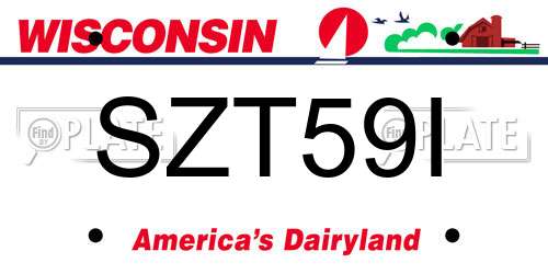 SZT59I Wisconsin License Plate