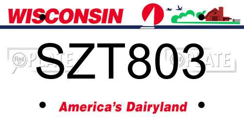 SZT803 Wisconsin License Plate