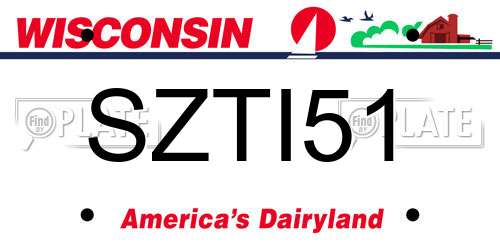 SZTI51 Wisconsin License Plate