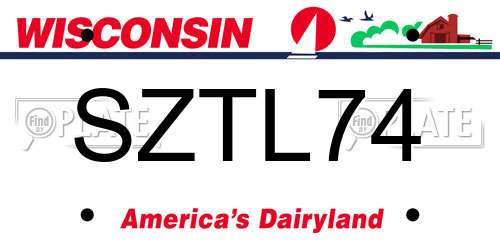 SZTL74 Wisconsin License Plate