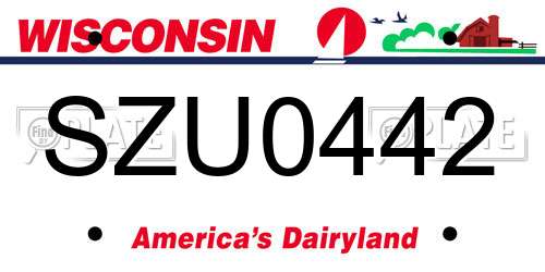 SZU0442 Wisconsin License Plate