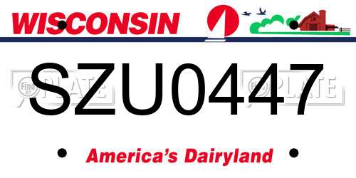 SZU0447 Wisconsin License Plate