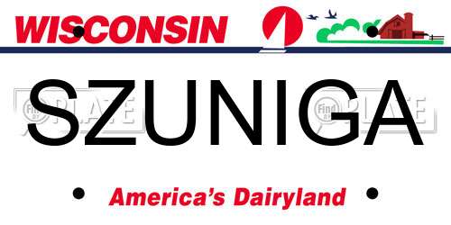 SZUNIGA Wisconsin License Plate
