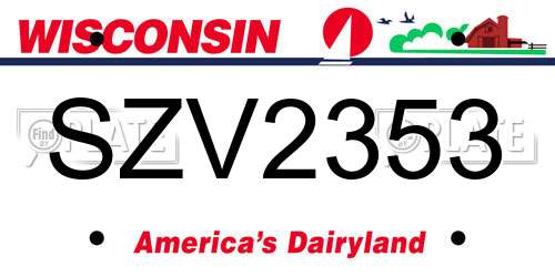 SZV2353 Wisconsin License Plate