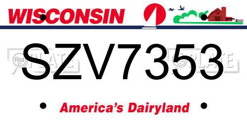 SZV7353 Wisconsin License Plate