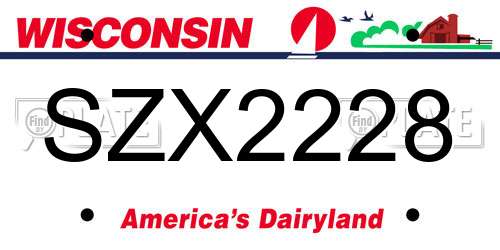 SZX2228 Wisconsin License Plate
