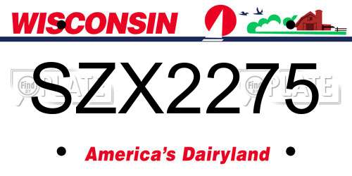 SZX2275 Wisconsin License Plate