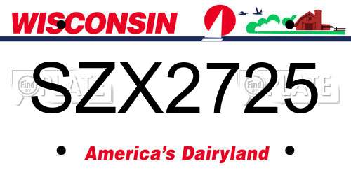 SZX2725 Wisconsin License Plate