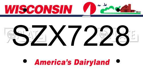 SZX7228 Wisconsin License Plate