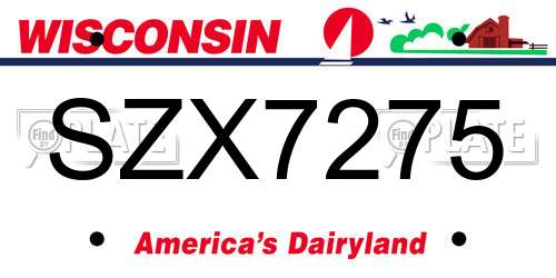 SZX7275 Wisconsin License Plate