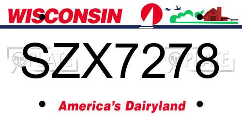 SZX7278 Wisconsin License Plate