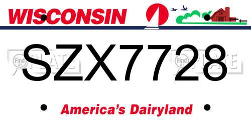 SZX7728 Wisconsin License Plate