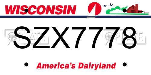 SZX7778 Wisconsin License Plate