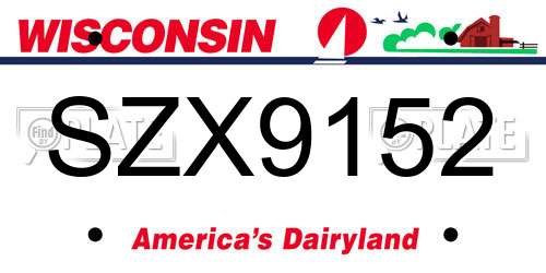 SZX9152 Wisconsin License Plate