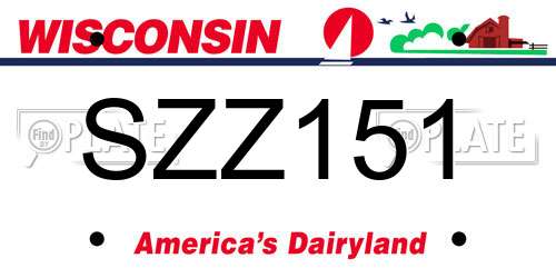 SZZ151 Wisconsin License Plate