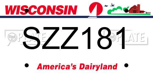 SZZ181 Wisconsin License Plate