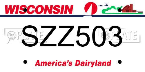SZZ503 Wisconsin License Plate