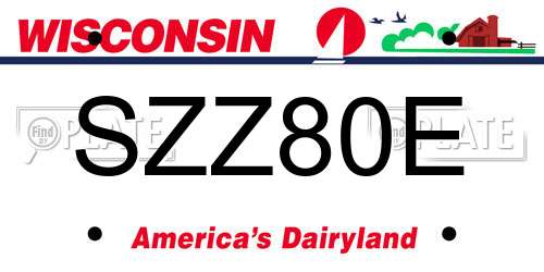 SZZ80E Wisconsin License Plate