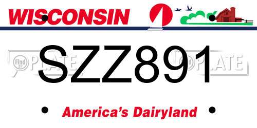 SZZ891 Wisconsin License Plate