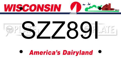 SZZ89I Wisconsin License Plate