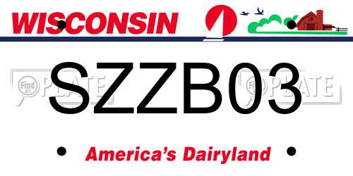 SZZB03 Wisconsin License Plate
