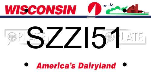 SZZI51 Wisconsin License Plate