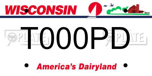T000PD Wisconsin License Plate