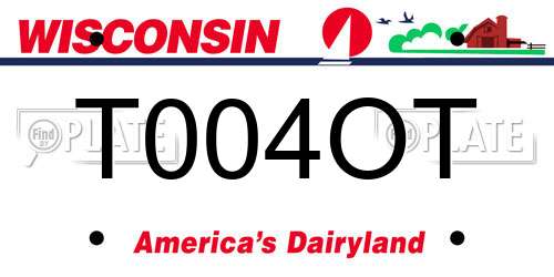 T004OT Wisconsin License Plate