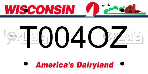 T004OZ Wisconsin License Plate