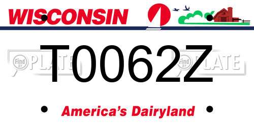 T0062Z Wisconsin License Plate