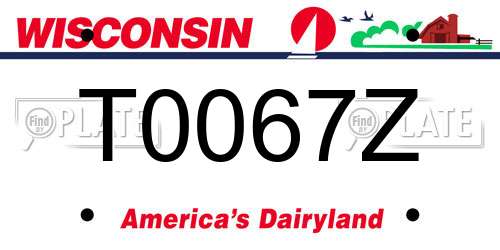 T0067Z Wisconsin License Plate