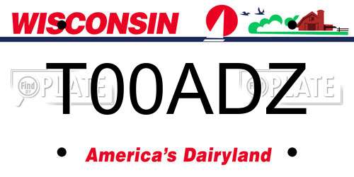 T00ADZ Wisconsin License Plate