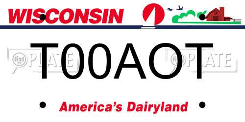 T00AOT Wisconsin License Plate