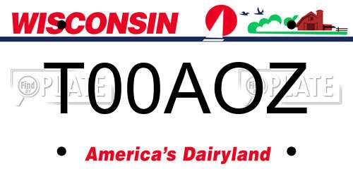 T00AOZ Wisconsin License Plate