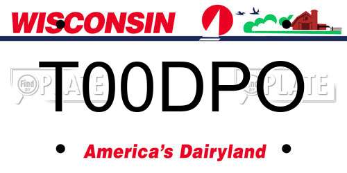 T00DPO Wisconsin License Plate