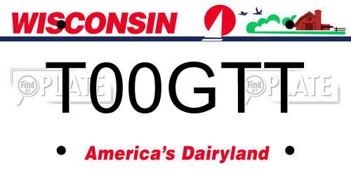 T00GTT Wisconsin License Plate