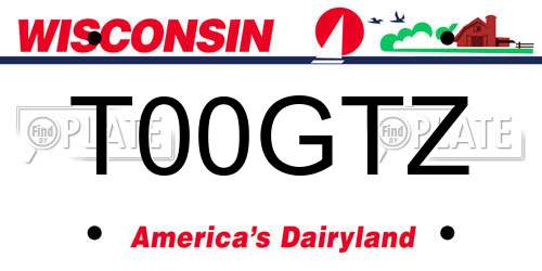 T00GTZ Wisconsin License Plate