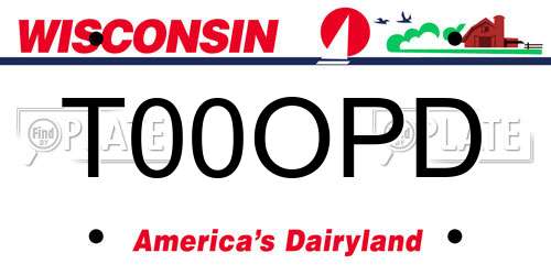 T00OPD Wisconsin License Plate