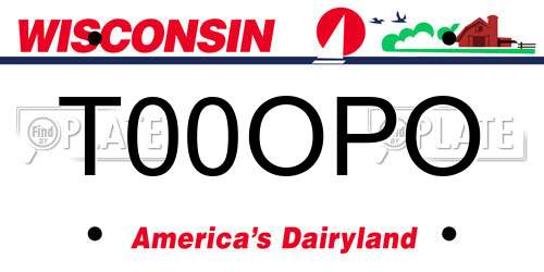 T00OPO Wisconsin License Plate