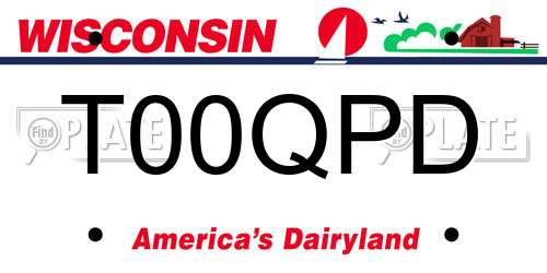 T00QPD Wisconsin License Plate