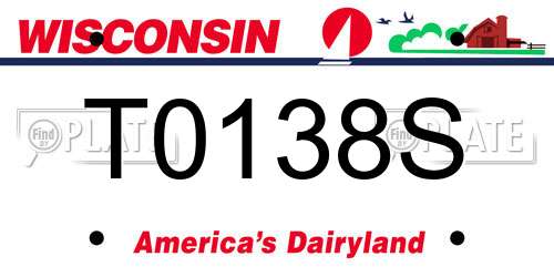 T0138S Wisconsin License Plate