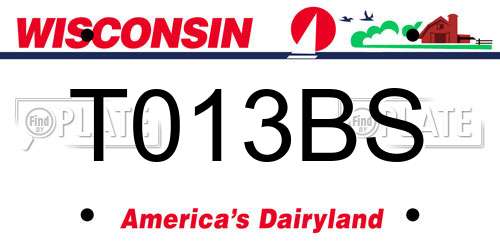 T013BS Wisconsin License Plate