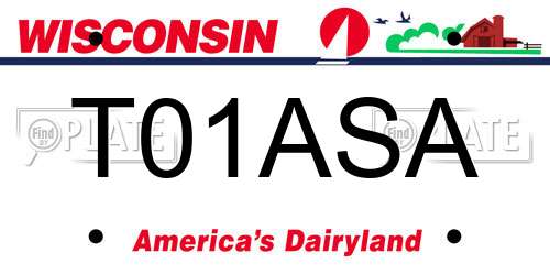 T01ASA Wisconsin License Plate