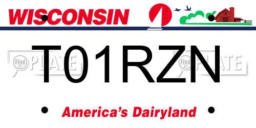 T01RZN Wisconsin License Plate