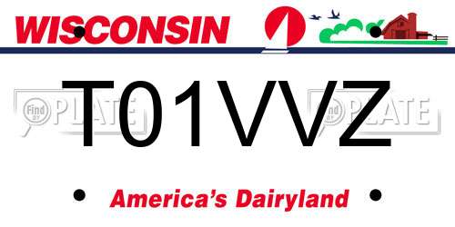 T01VVZ Wisconsin License Plate