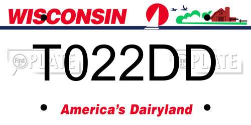 T022DD Wisconsin License Plate