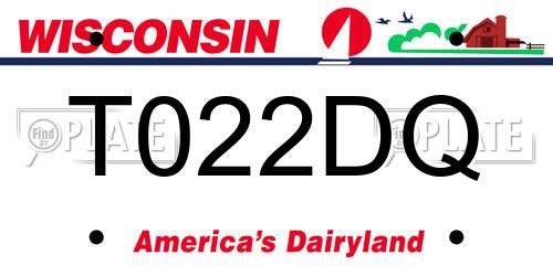T022DQ Wisconsin License Plate