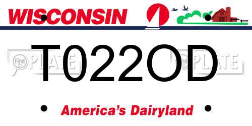 T022OD Wisconsin License Plate